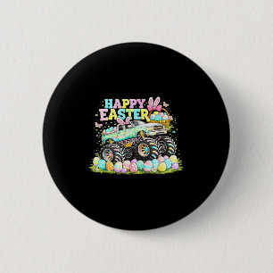 Happy Easter Monster Truck Bunny Ears Easter Eggs  2 Inch Round Button