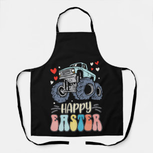 Happy Easter Monster Truck Bunny Rabbit Eggs Apron