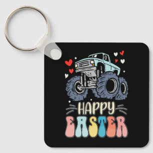 Happy Easter Monster Truck Bunny Rabbit Eggs Keychain