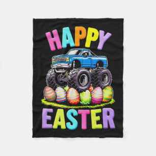 Happy Easter Monster Truck Colourful Egg Hunt Fleece Blanket