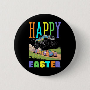 Happy Easter Monster Truck Cool Digger Boys Kids T 2 Inch Round Button