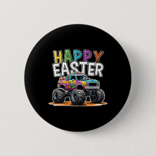 Happy Easter Monster Truck Easter Egg Hunting Boys 2 Inch Round Button