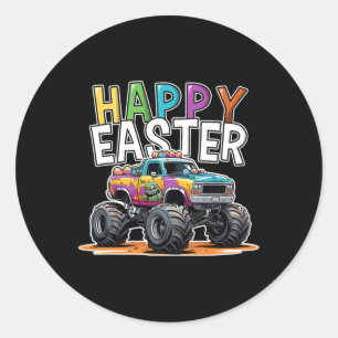 Happy Easter Monster Truck Easter Egg Hunting Boys Classic Round Sticker