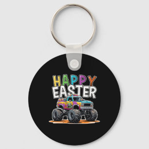 Happy Easter Monster Truck Easter Egg Hunting Boys Keychain
