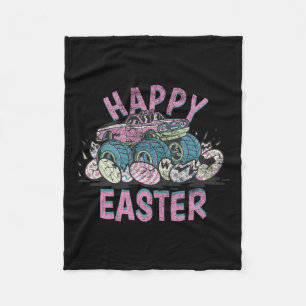 Happy Easter Monster Truck Easter Eggs For Toddler Fleece Blanket