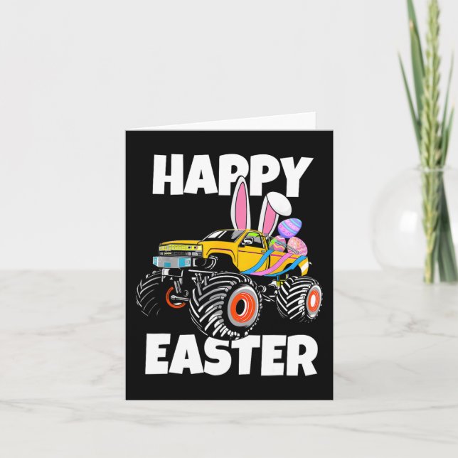 Happy Easter Monster Truck Easter Eggs Toddler Kid Card (Front)