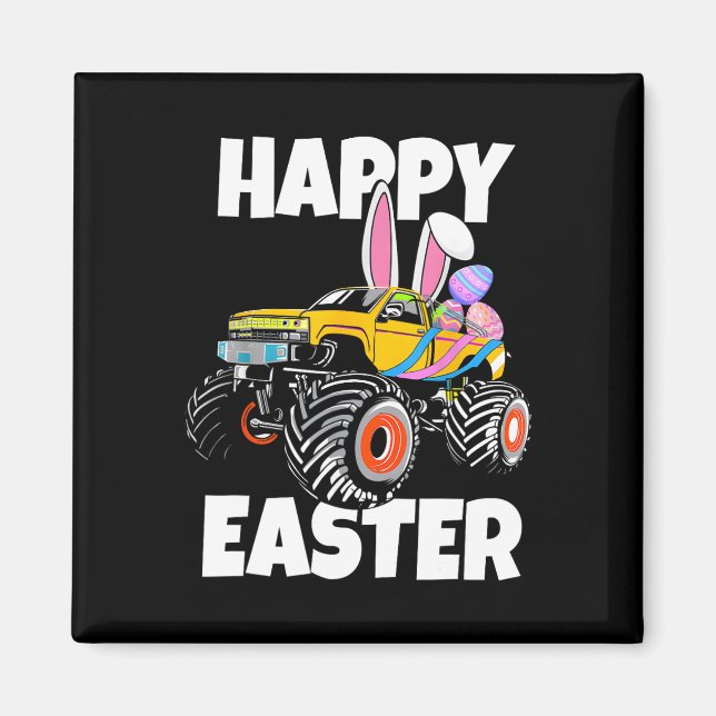 Happy Easter Monster Truck Easter Eggs Toddler Kid Magnet (Front)