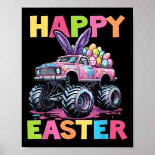 Happy Easter Monster Truck Easter Eggs Toddler Kid Poster
