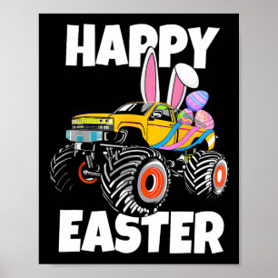 Happy Easter Monster Truck Easter Eggs Toddler Kid Poster