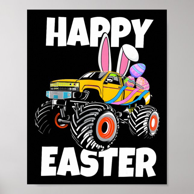 Happy Easter Monster Truck Easter Eggs Toddler Kid Poster (Front)