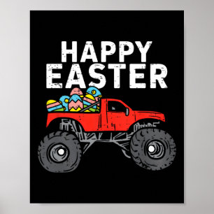 Happy Easter Monster Truck Easter Eggs Toddler Kid Poster