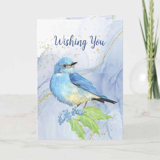 Happy Easter Mountain Bluebird  Holiday Card (Front)