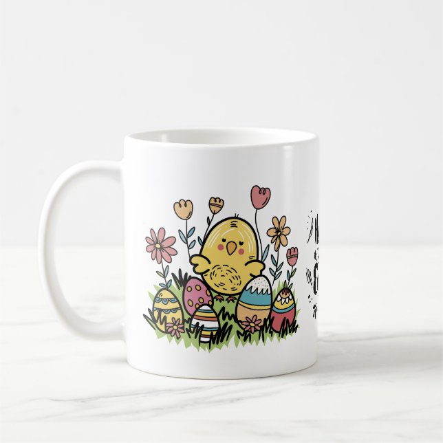 Happy Easter Mug: Festive and Cheerful Design Coffee Mug (Left)