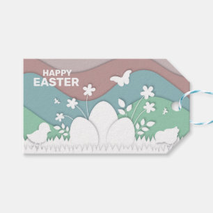 Happy Easter nature cute cartoon animals Gift Tags
