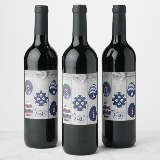 Happy Easter Nautical Themed Coastal Boating Wine Label (Bottles)