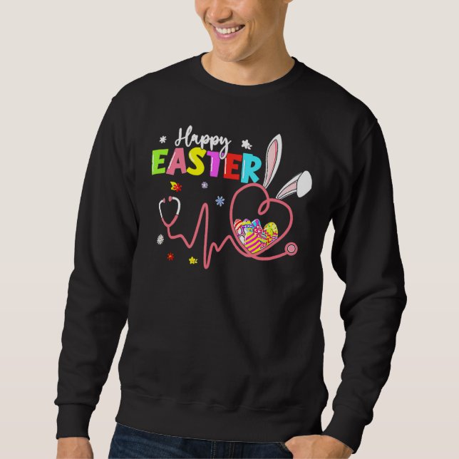 Happy Easter Nurse Bunny Rabbit Eggs Stethoscope G Sweatshirt (Front)