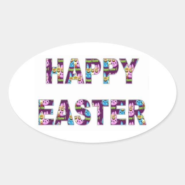 Happy Easter Oval Sticker (Front)