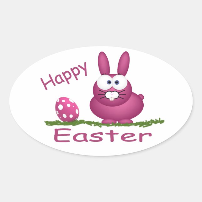 Happy Easter Oval Sticker (Front)