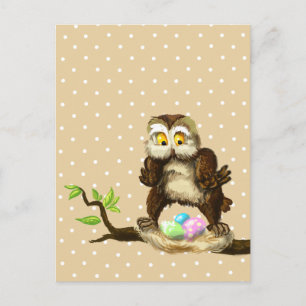 Happy Easter owl Holiday Postcard