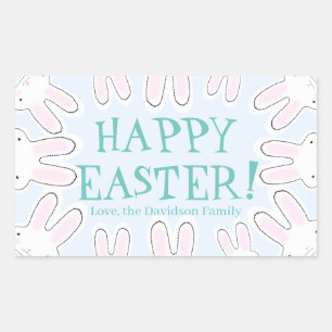 Happy Easter pale blue cute funny bunnies custom Sticker