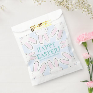 Happy Easter pale blue cute peeking bunnies custom Favour Bag