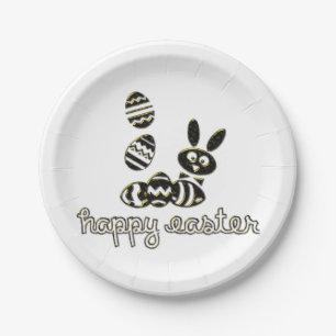 Happy Easter Paper Plates Digital Embossed effect
