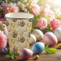 Happy Easter Party Bunny Celebration Yellow Paper Cups