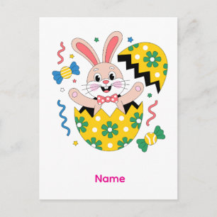 Happy Easter Party Bunny Popping Out Holiday Postcard