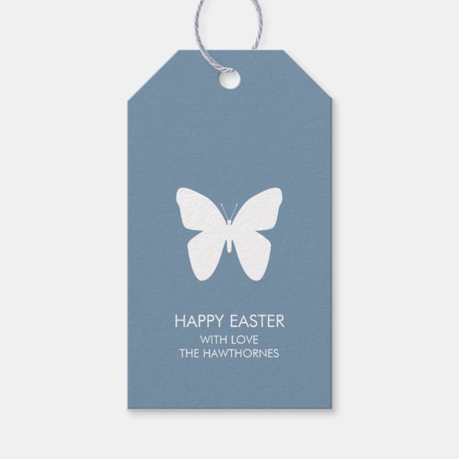 Happy Easter Pastel Blue Gift Tags (Front)