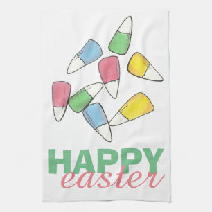 Happy Easter Pastel Candy Corn Candycorn Kitchen Towel