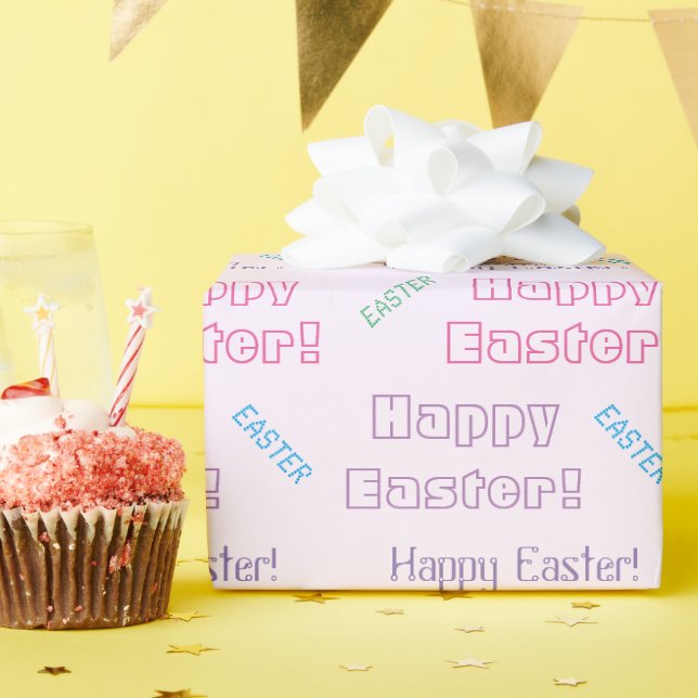 Happy Easter! Pastel Easter Themed Typography Wrapping Paper (Birthday Party)