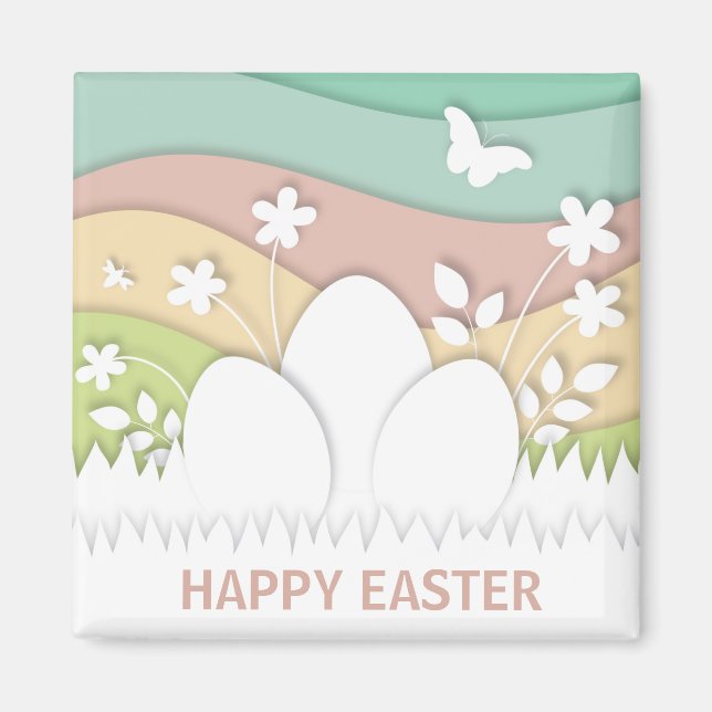Happy Easter pastel eggs Magnet (Front)