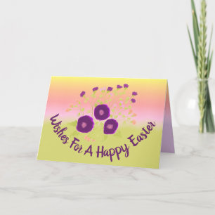 Happy Easter Pastel Paper Card With Purple