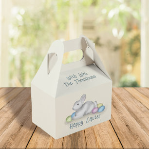 Happy Easter Pastel Simple Bunny Typography Favor Box