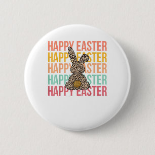 Happy Easter Pastel Spring Leopard Bunny Rabbit Wo 2 Inch Round Button