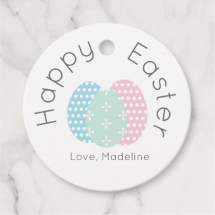 Happy Easter Patterned Eggs Dotted Party Favour Tags