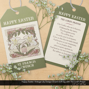 Happy Easter: Peace 7 Hope Vintage Lily Church Gift Tags