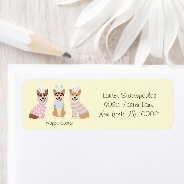Happy Easter Pembroke Welsh Corgi Dogs (Insitu)