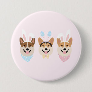 Happy Easter Pembroke Welsh Corgi Dogs 3 Inch Round Button