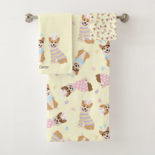 Happy Easter Pembroke Welsh Corgi Dogs Bath Towel Set