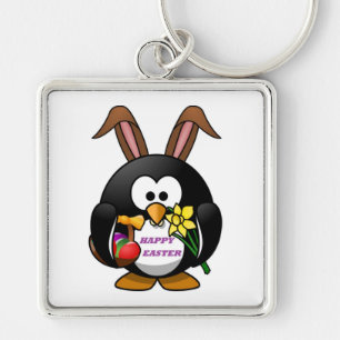 "HAPPY EASTER" PENGUIN BUNNY KEYCHAIN