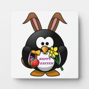 "HAPPY EASTER" PENGUIN BUNNY PLAQUE