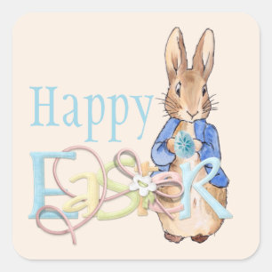 Happy Easter Peter the Easter bunny rabbit Square Sticker