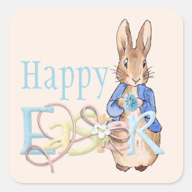 Happy Easter Peter the Easter bunny rabbit Square Sticker (Front)