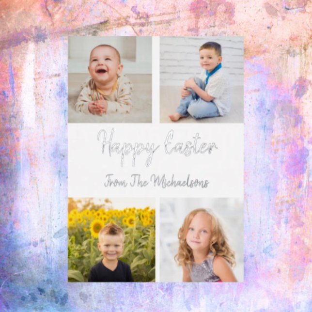 Happy Easter Photo Collage Foil Holiday Card (Creator Uploaded)