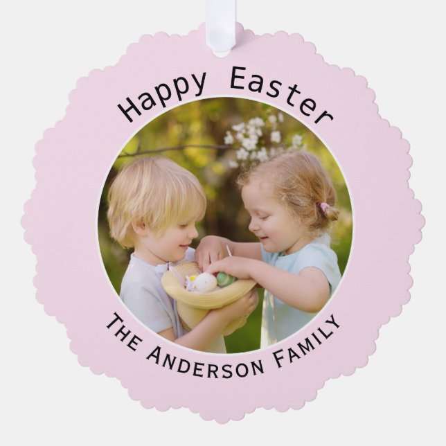Happy Easter Photo Greeting Decor Ornament Card (Front)