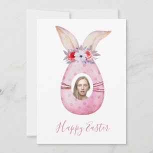 happy easter photo pastel pink holiday card