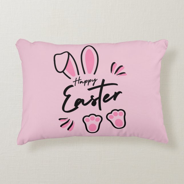 Happy Easter (Pink) Accent Pillow (Front)