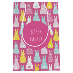 Happy Easter Pink Bunny Rabbit Medium Gift Bag
