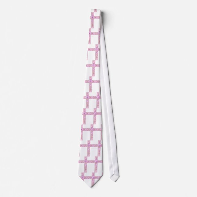 Happy Easter Pink Cross with Lilies Tie (Front)